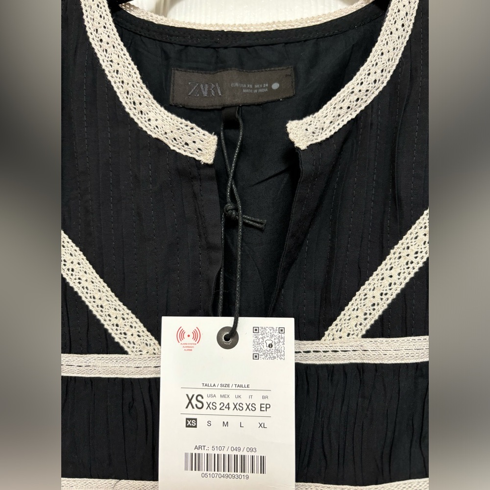 NWT Zara ZW Collection Contrast Embroidered Dress - Picture 8 of 9